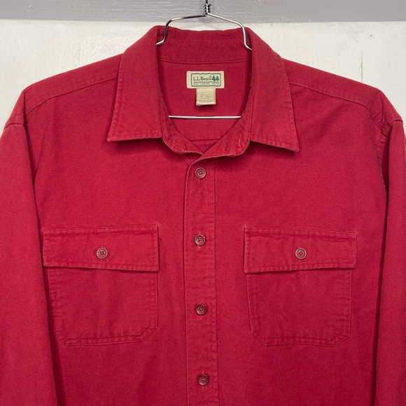 LL Bean Mens Chamois Long Sleeve Button Up Shirt XL Heavy Shacket Jacket Flannel - Picture 4 of 7